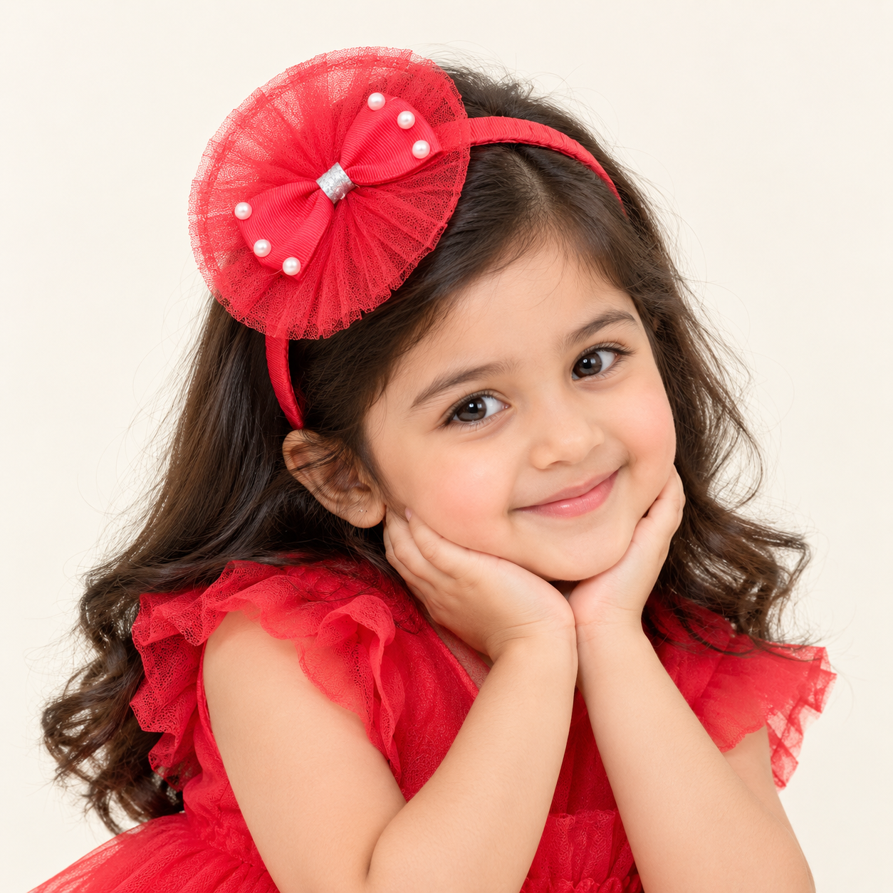 Rosette Pearl Bow Headband