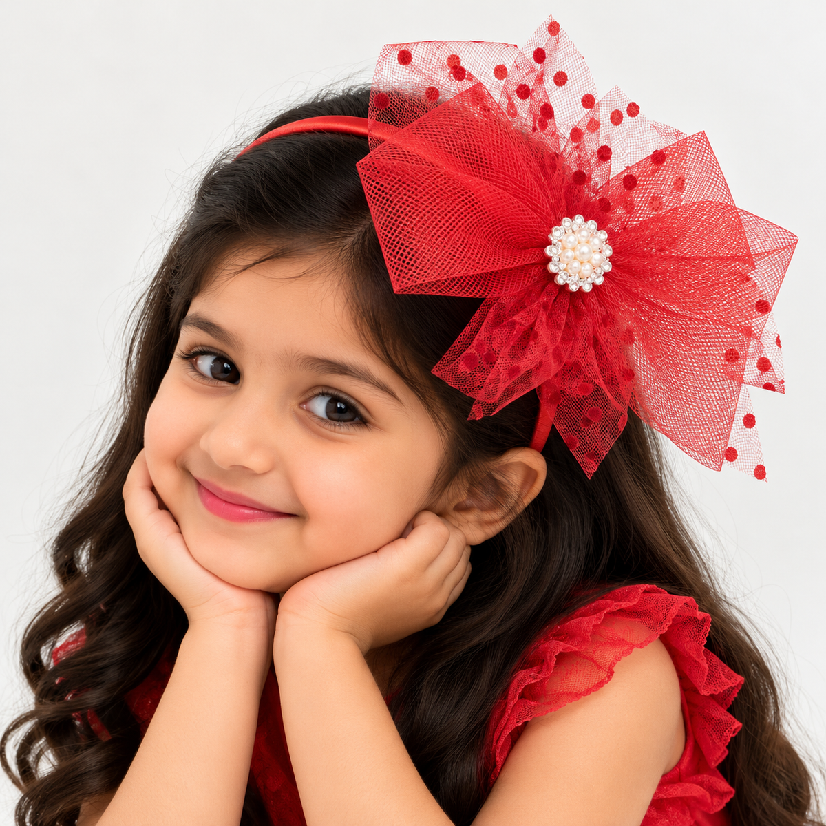 Regal Pearl Tulle Bow Headband
