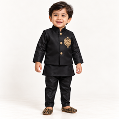 Twin Elephant Motif Jacket Kurta Set| 1-4Y