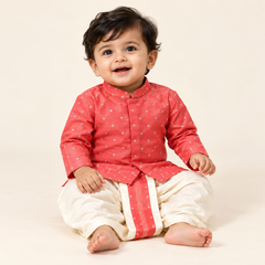 Adhav Silver Zari Dhoti Set for Boys | NB to 2Y
