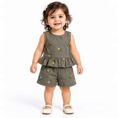 Floral Buttoned Top with Shorts Co-ord Set