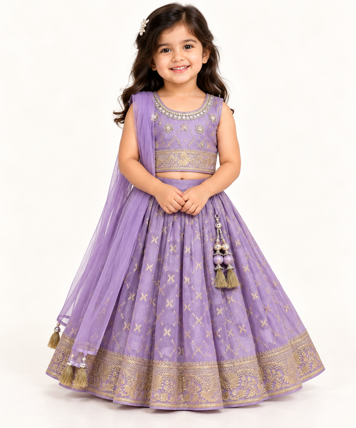 Joshika Gold Motif Lehenga Set | 1-4Y