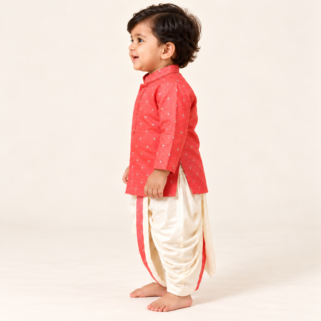 Adhav Silver Zari Dhoti Set for Boys | NB to 2Y