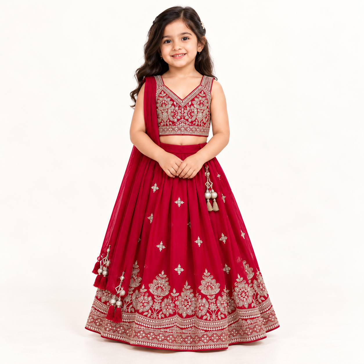 Hridaya Zari Border Lehenga Set | 1-4Y