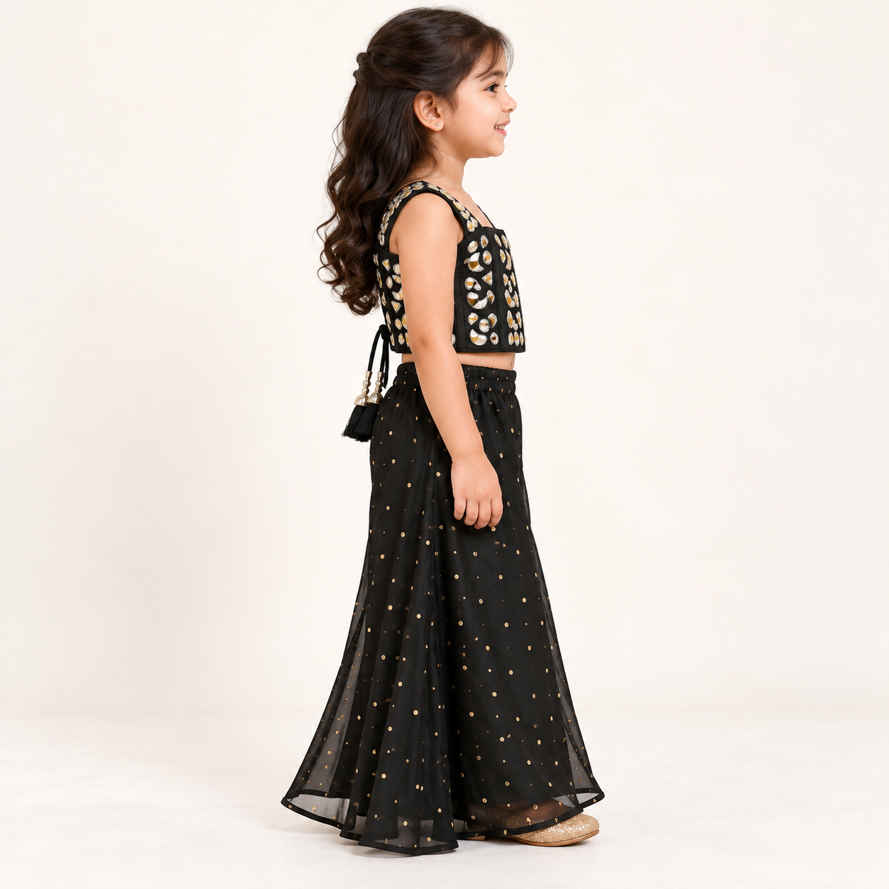 Swara Gold Accent Gharara Set | 1-4Y