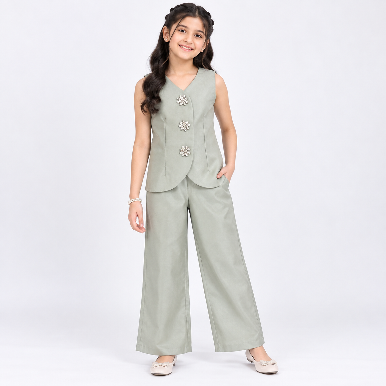 Statement Élan Gharara Set for Girls | 11-12Y