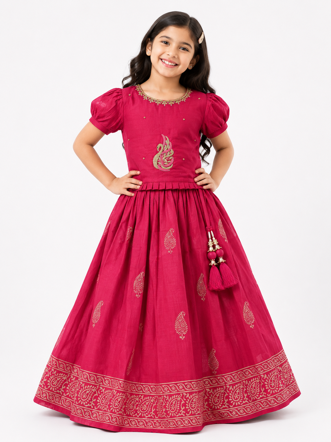 Swan Zardosi Foil Lehenga Set for Girls | 4Y to 5Y