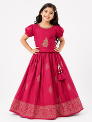 Swan Zardosi Foil Lehenga Set for Girls | 4Y to 5Y