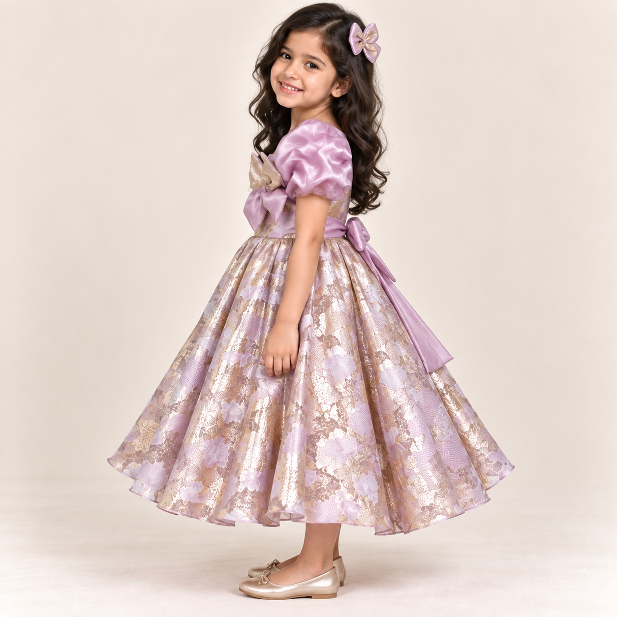 Tara Floral Bow Party Gown for Girls | 3Y to 10Y