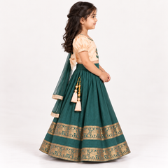 Veyana Zari Border Silk Lehenga Set | 1-5Y