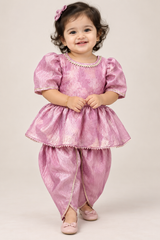 Tissue Rosé Gharara Set for Girls | 1-4Y