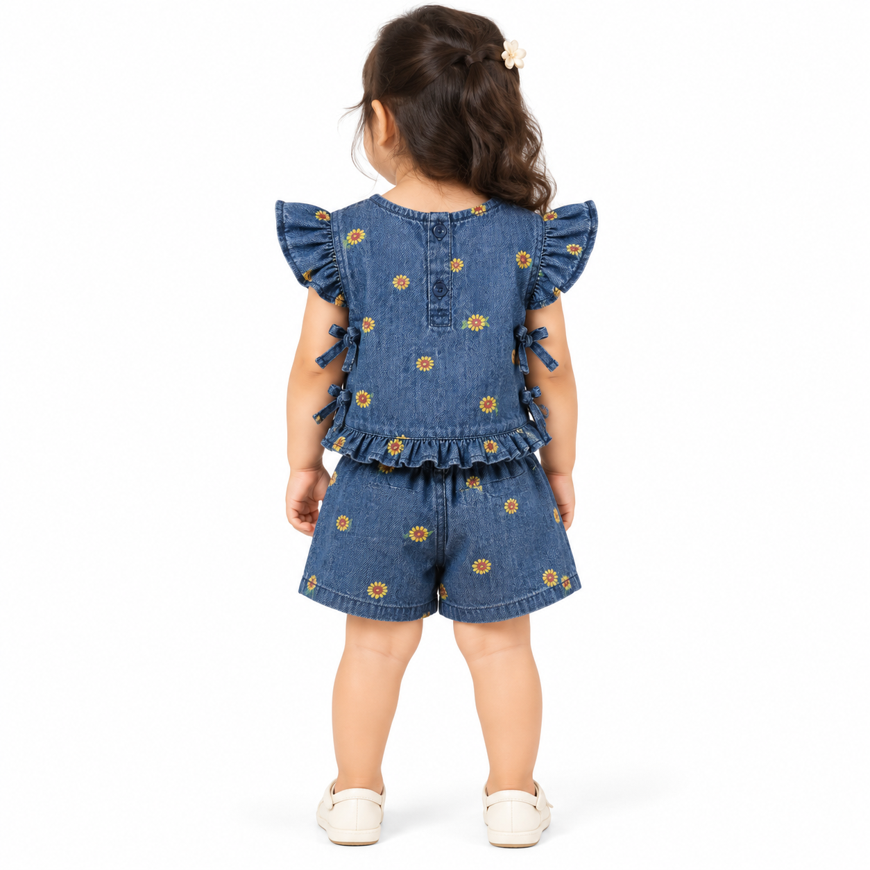 Floral Denim Top and Shorts Set | 1-6Y