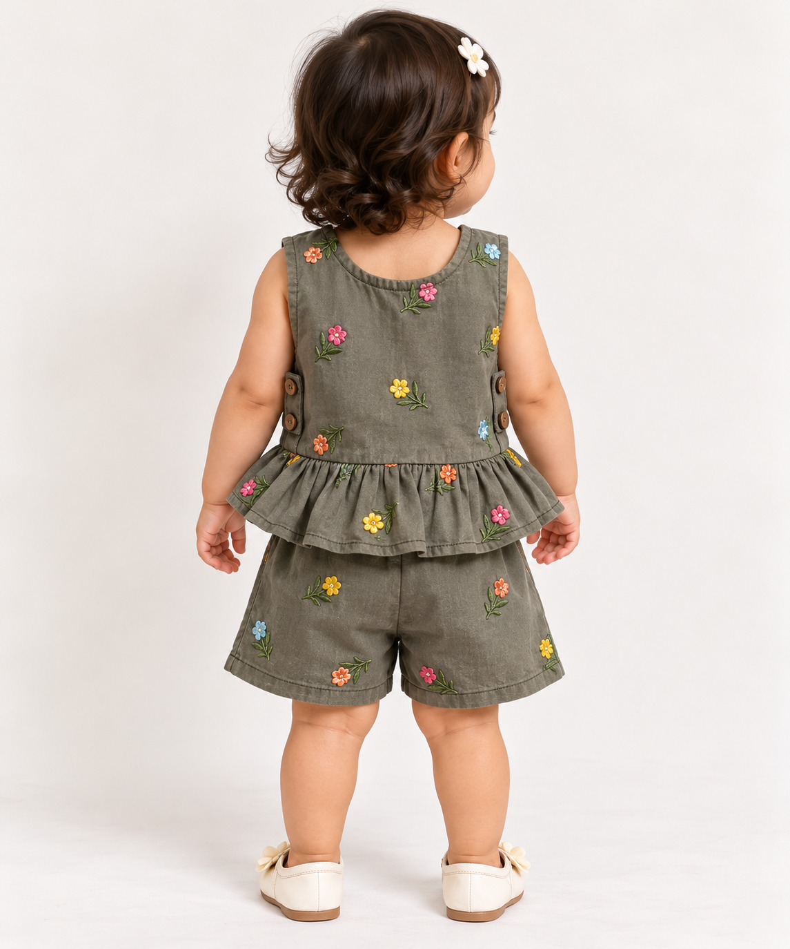 Floral Buttoned Top with Shorts Co-ord Set