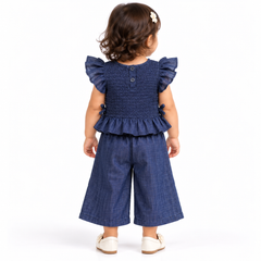 Smocked Ruffle Top with Wide-Leg Co-ord Set | 1-6Y