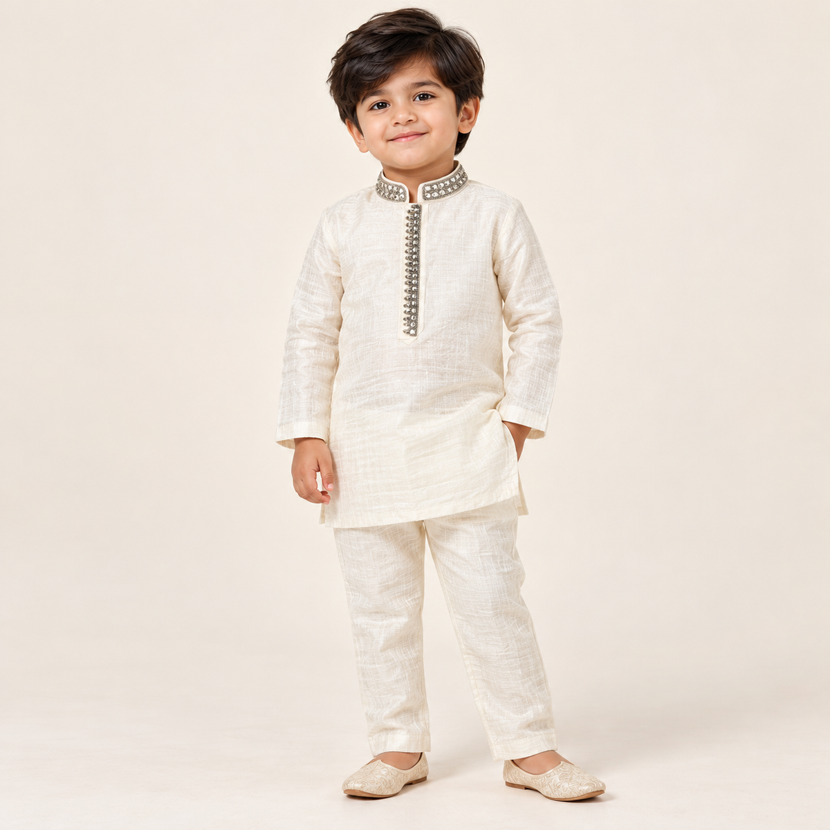 Aarush Textured Kurta Set | 6M-4Y