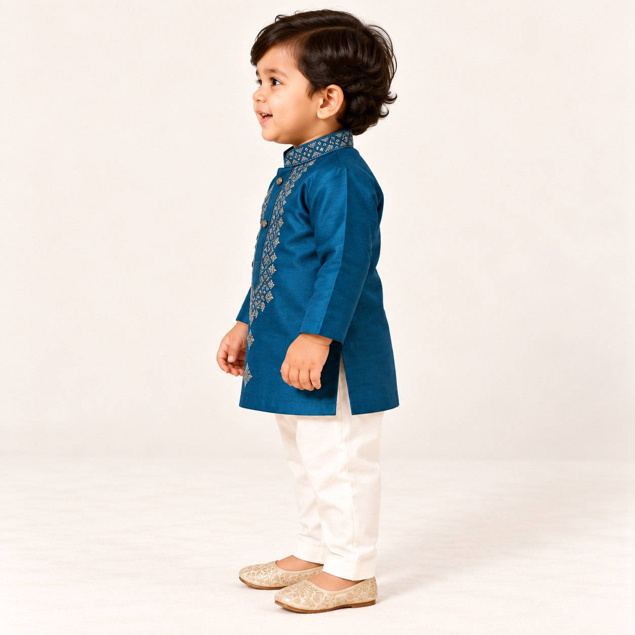 Pranav Geometric Embroidered Neckline Kurta Set | NB to 3Y