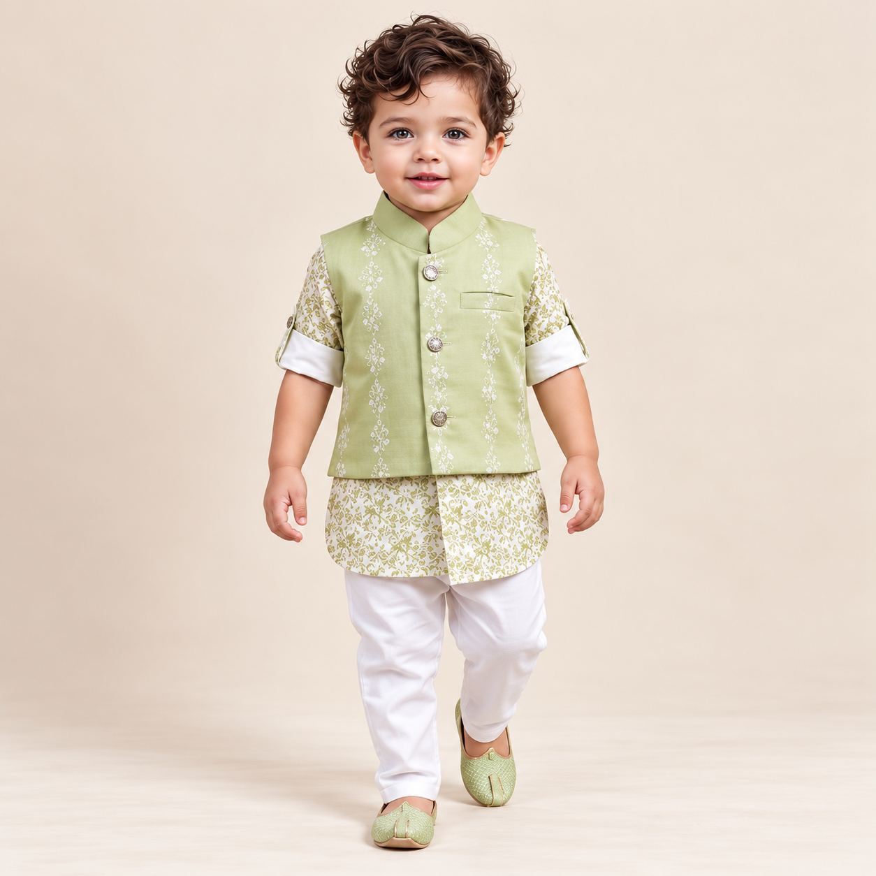 Atharva Floral Brocade Jacket Kurta Set | NB-2Y