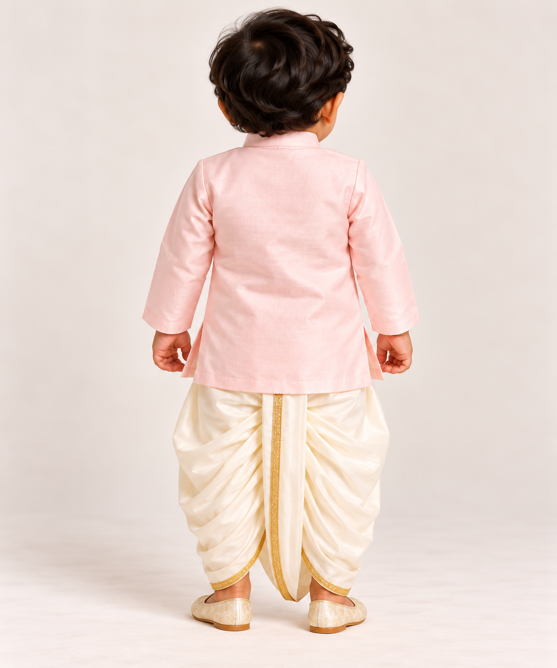 Nakul Lotus Motif Dhoti Set | 3M-4Y