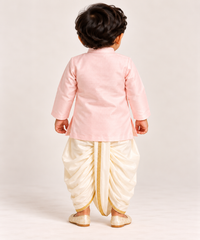 Nakul Lotus Motif Dhoti Set | 3M-4Y