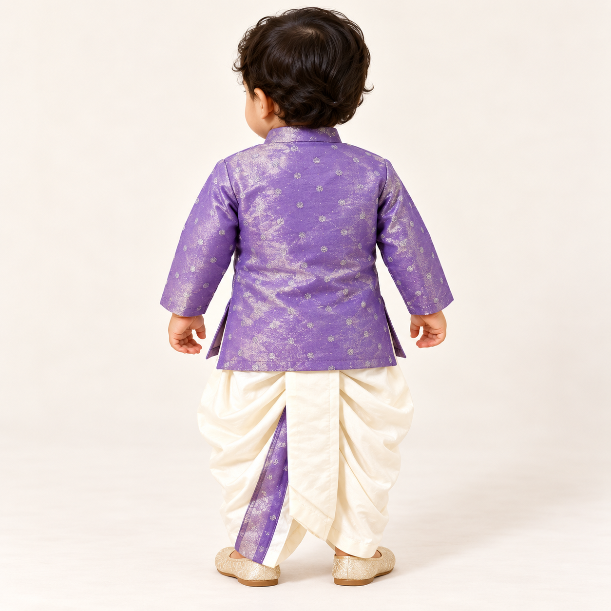 Adhav Silver Zari Dhoti Set for Boys | NB to 2Y