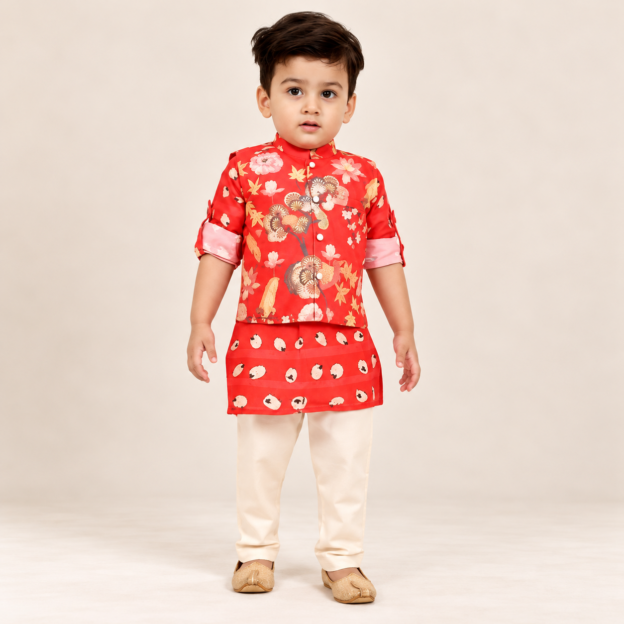 Jaswin Sheep Motif Jacket Kurta Set | NB-2Y