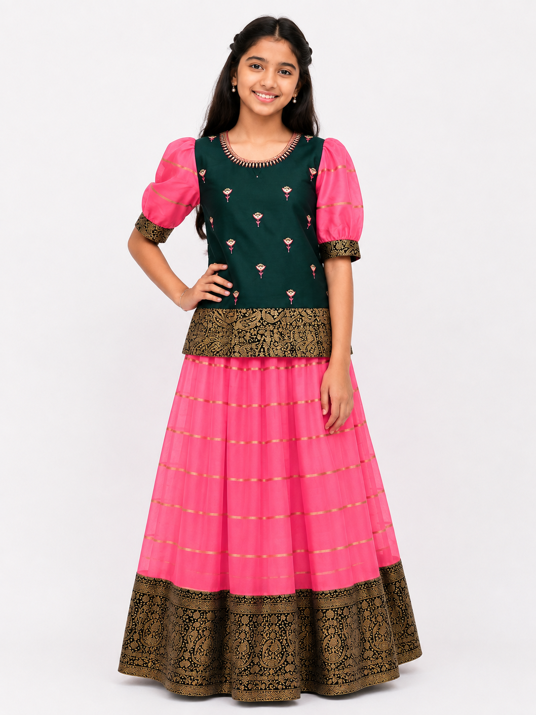 Valerie Contrast Lehenga Set for Girls | 13Y to 14Y
