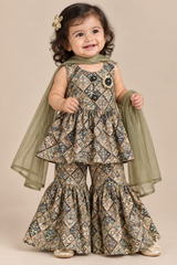 Verdure Mosaic Gharara Set for Girls | 6M to 4Y
