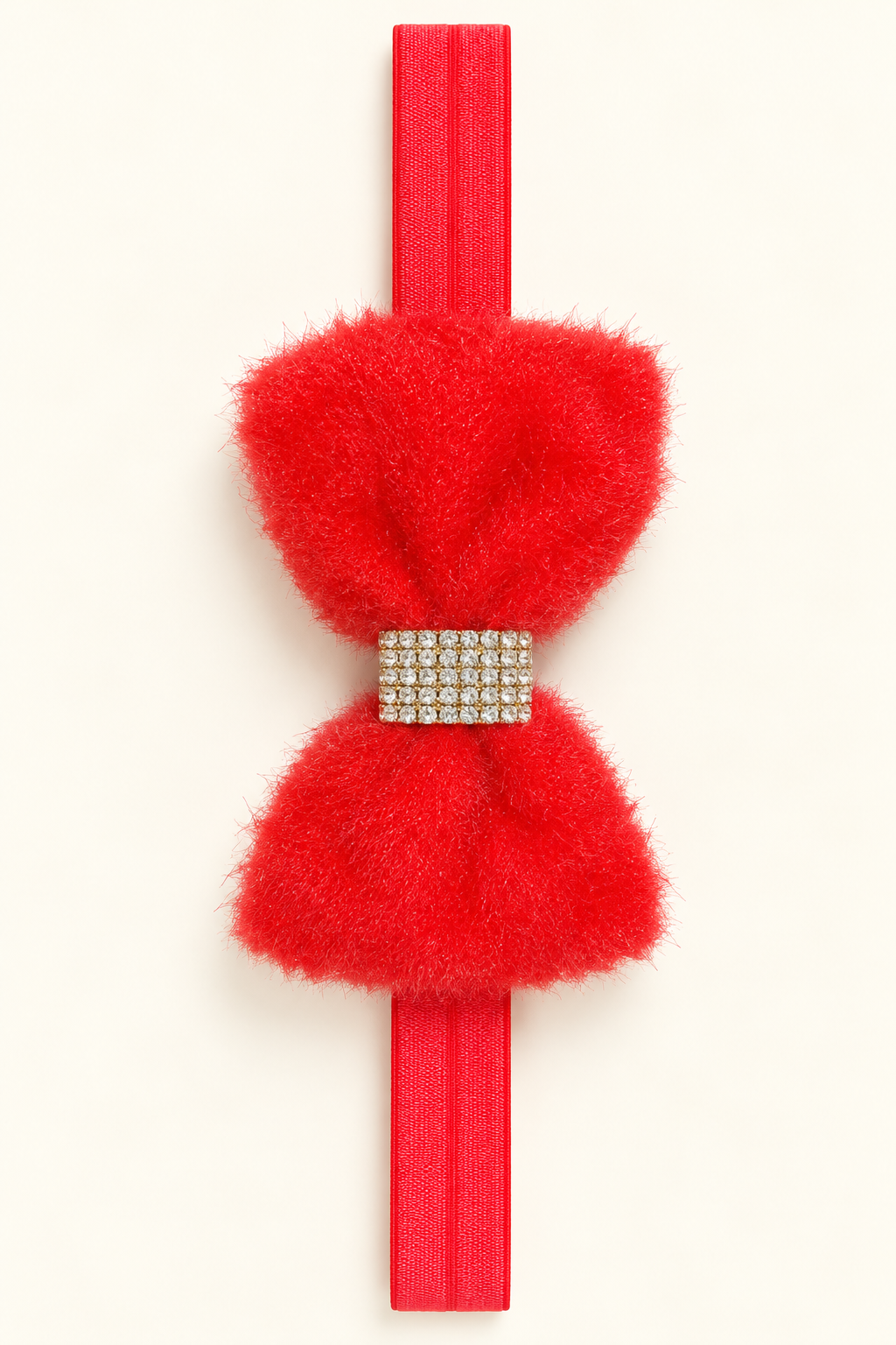 Fuzzy Rhinestone Bow Headband