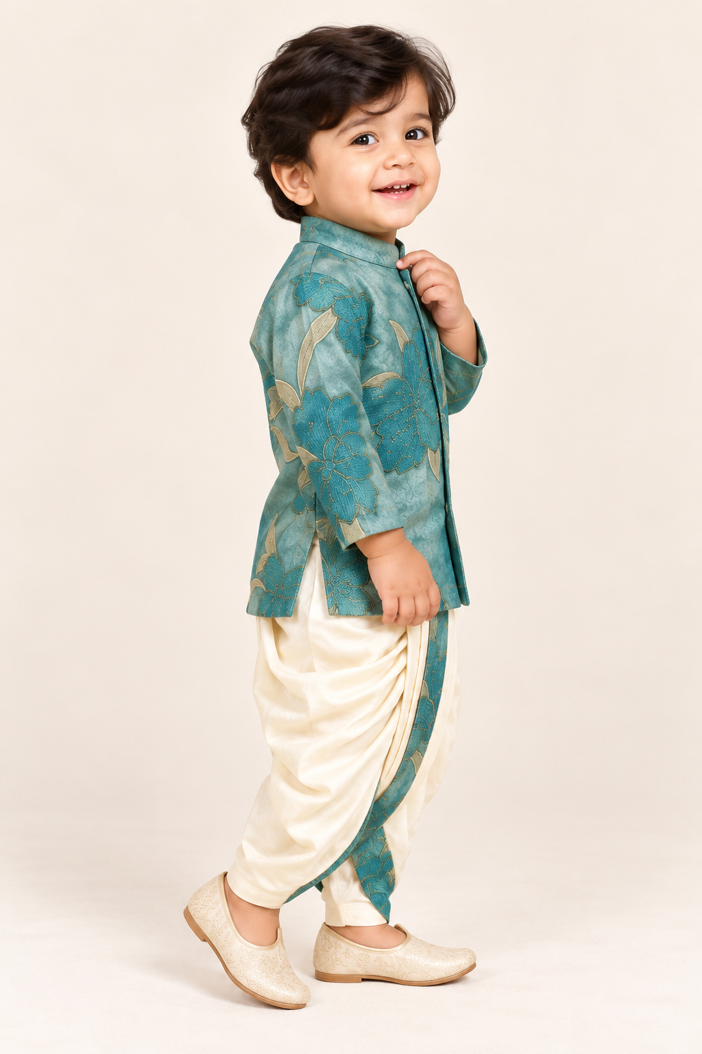 Vihaan Floral Jacquard Dhoti Set for Boys | 3M to 2Y