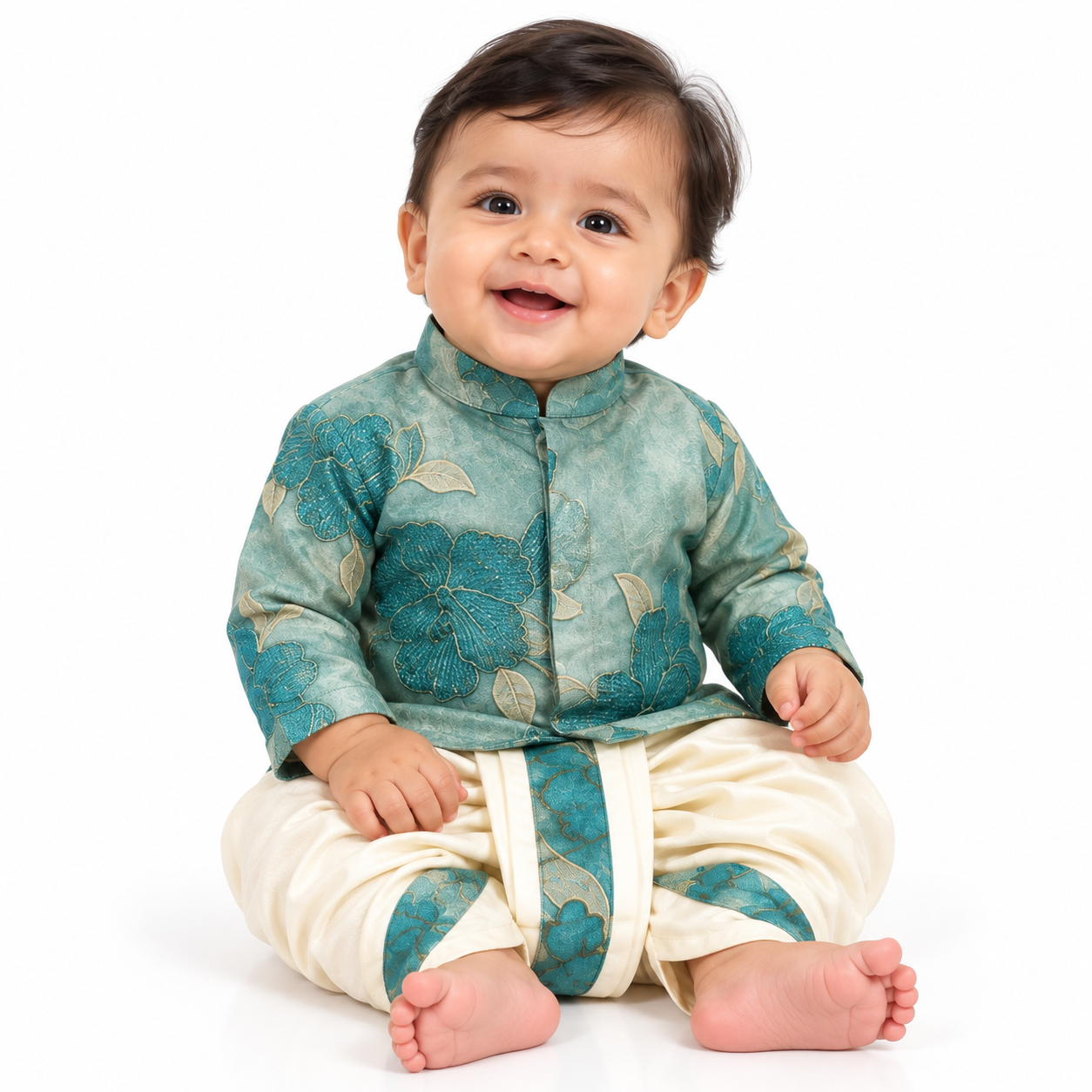 Vihaan Floral Jacquard Dhoti Set for Boys | 3M to 2Y