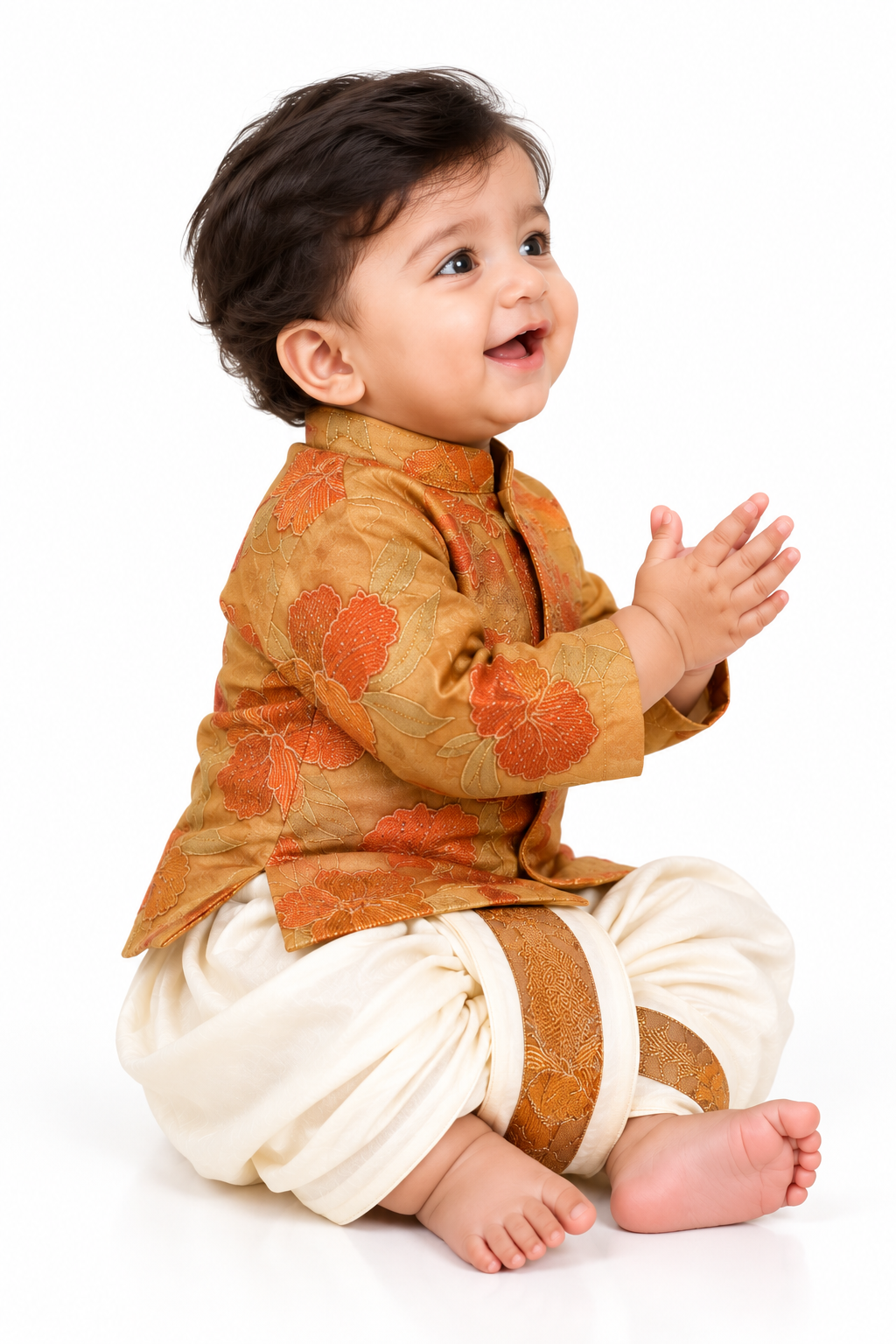 Vihaan Floral Jacquard Dhoti Set for Boys | 3M to 2Y