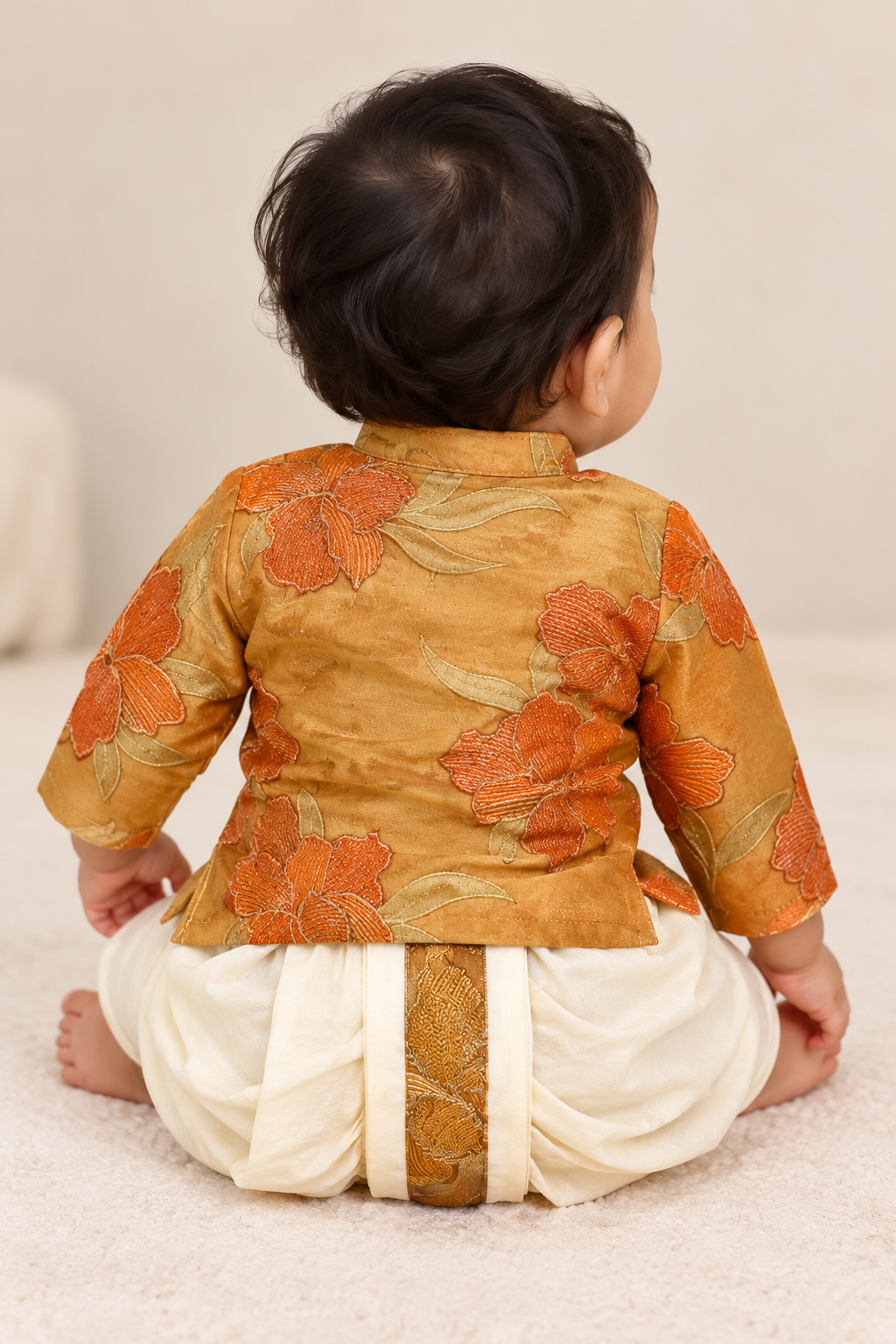Vihaan Floral Jacquard Dhoti Set for Boys | 3M to 2Y
