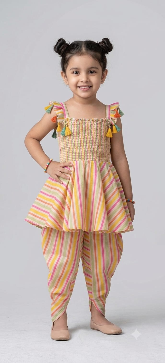 Modal Silk Candy Stripe Palazzo Set For Girls 1Y to 5Y