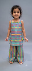 Modal Aqua Confetti Palazzo Set For Girls 1Y to 10Y