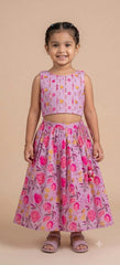 Modal Silk Blush Blossom Lehenga For Girls 1Y to 10Y