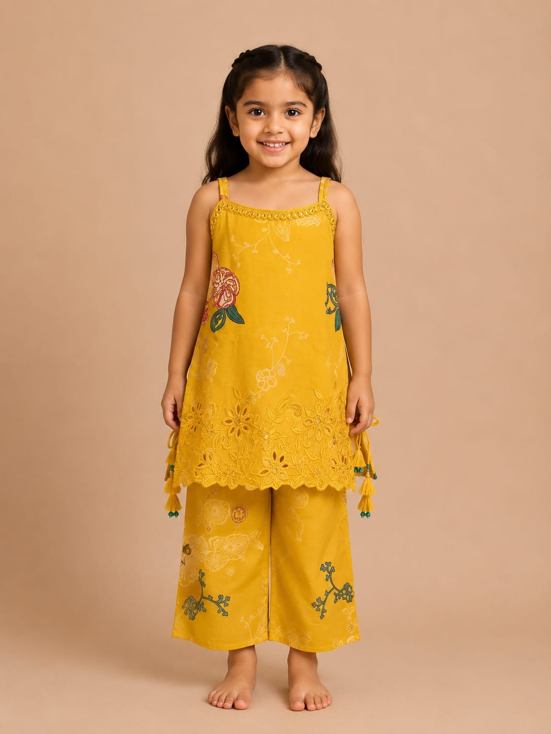 Sunbeam Modal Silk Floral Palazzo Set For Girls 1Y to 6Y