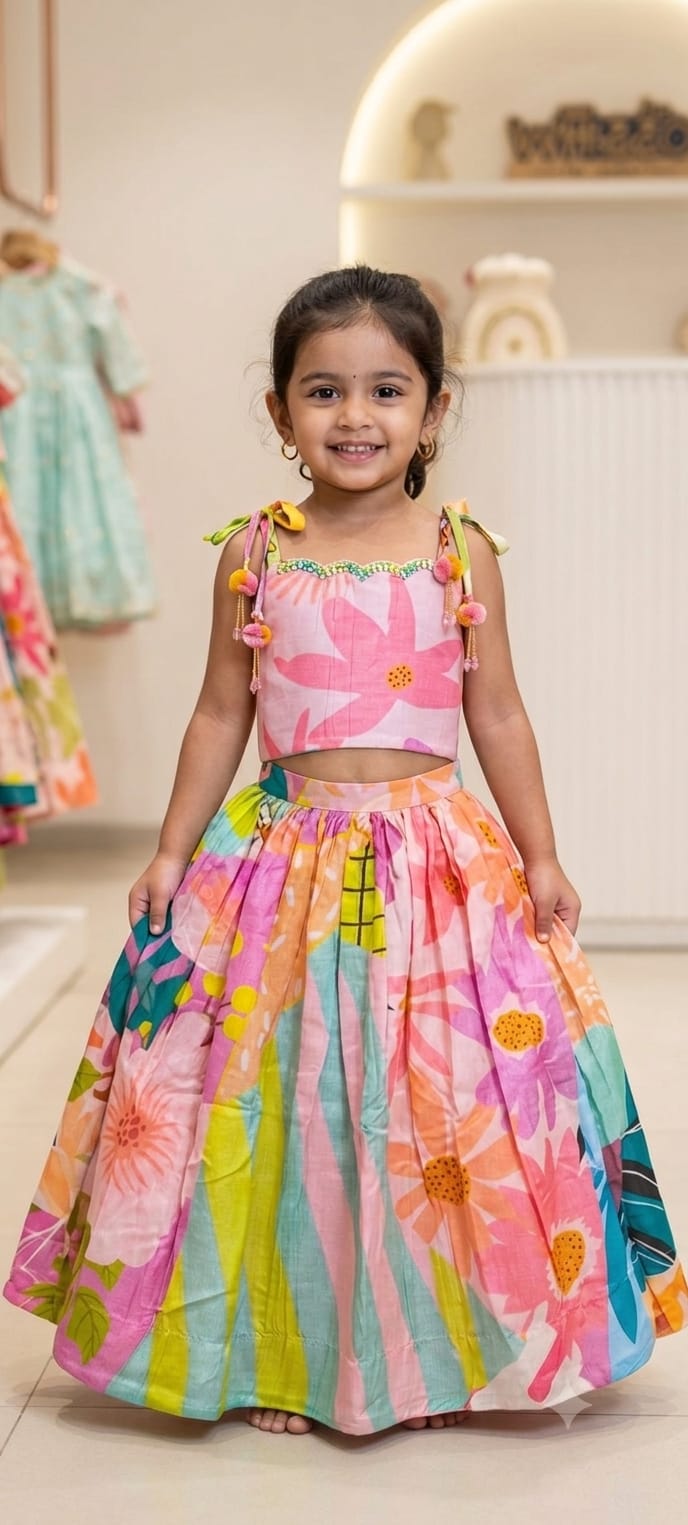 Modal Silk Garden Lehenga for girls 1Y to 6Y
