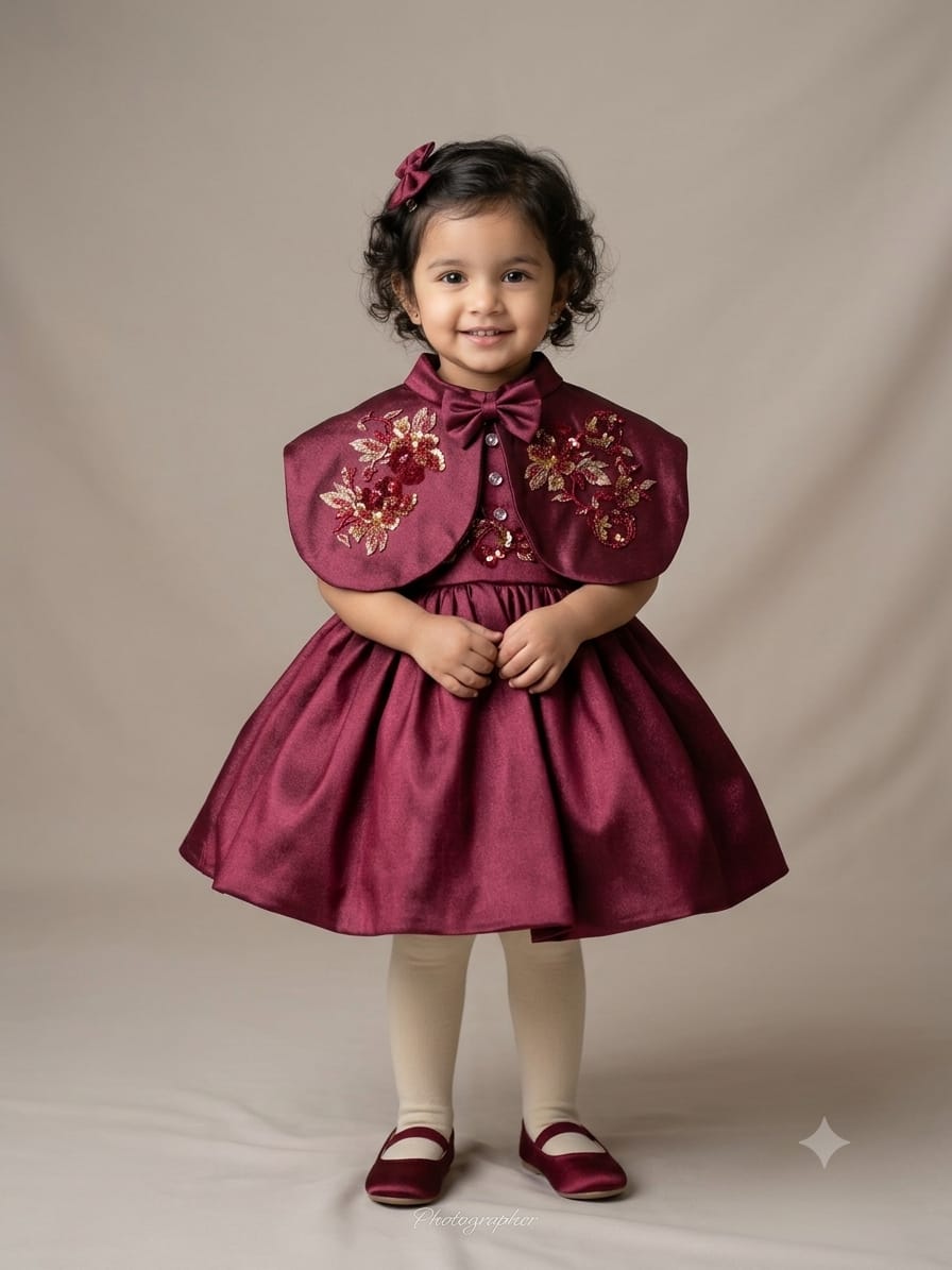 Tiny Couture Cape Birthday Dress For Girls 1Y to 6Y