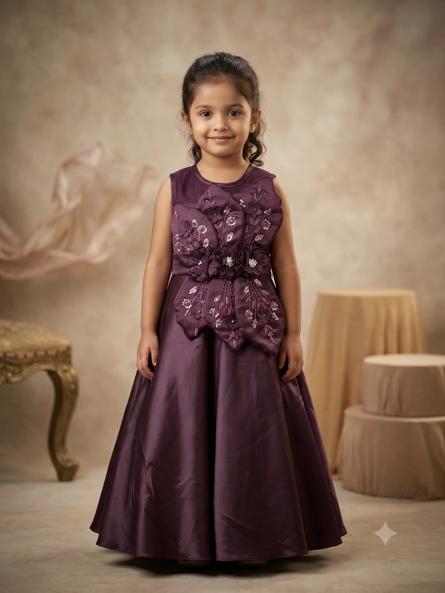 Petal Cascade Ball Gown For Girls 1Y to 10Y