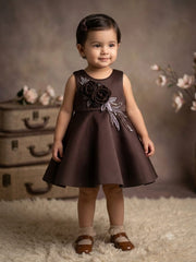 Mocha Rosette Bloom Dress for Girls 1Y to 4Y