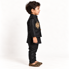 Twin Elephant Motif Jacket Kurta Set| 1-4Y
