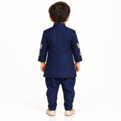 Panther Royale Hand-Painted Sherwani Set | 6M-2Y