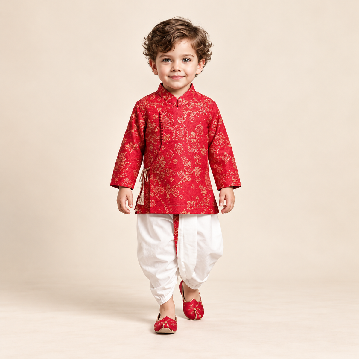Dhruv Ornamental Paisley Dhoti Set | 3M-4Y