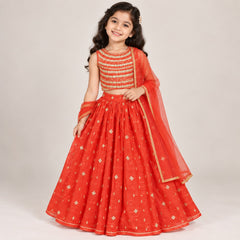 Zivara Sequin Embroidered Lehenga Set for Girls | 1Y to 6Y