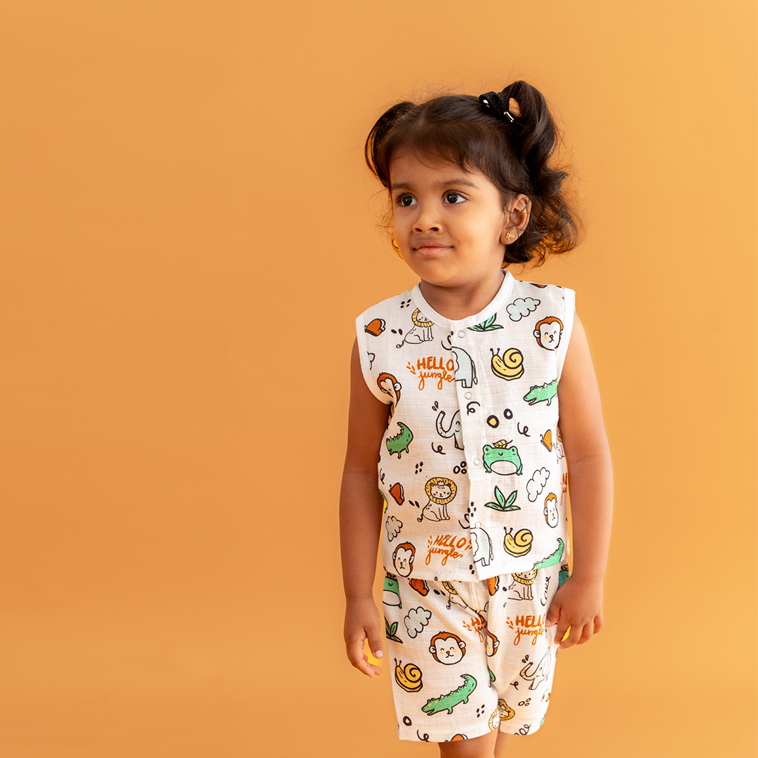 Flora Pixels- Muslin Jabla and Shorts for Babies and Toddlers