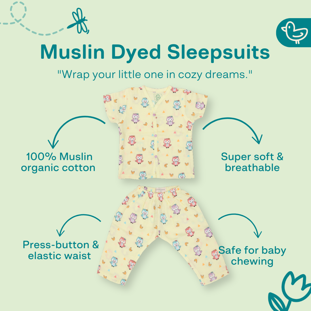 Muslin Colour Sleep Suits for babies and kids (Unisex)